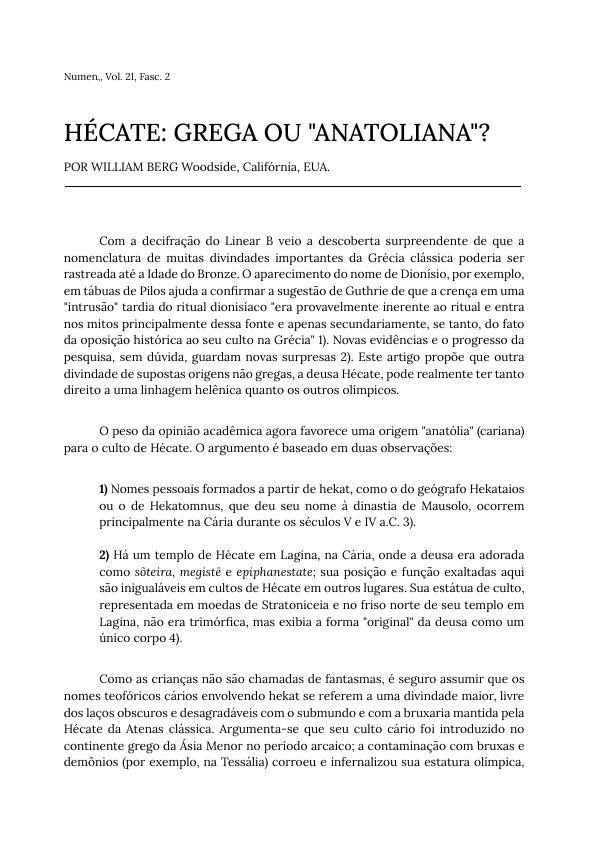 Prévia do artigo Hekate: Grega ou Anatoliana